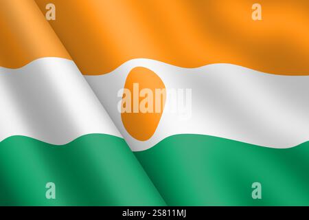 3D-Abbildung: Niger winkende Flagge Stockfoto