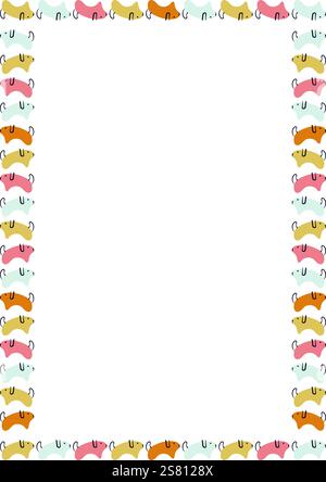Niedliche Doodle Dogs Rahmen mit Textstelle. Haustier auf weißem Hintergrund mit leerem Platz für Ihren Text. Babydusche Stock Vektor