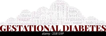 Gestationsdiabetes Wortwolke Konzeptdesign isoliert auf weißem Hintergrund. Stock Vektor