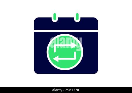 Wiederkehrendes Symbol. Symbolstil durchgehend. Symbol für Benachrichtigung, Uhrzeit und Datum. Vektorillustration für Zeitelemente Stock Vektor