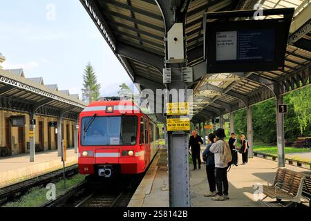 Ein SNCF-Bahnhof in Chamonix, Haute-Savoie, französische Alpen. Stockfoto