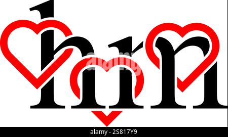 Love Inspired Letter H und M Logo Stock Vektor