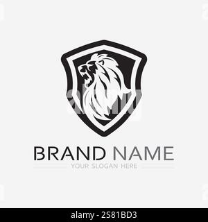 Löwen-Logo und Tierlogo Vorlagenvektor-Symbol-Illustration Design Stock Vektor