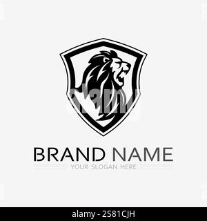Löwen-Logo und Tierlogo Vorlagenvektor-Symbol-Illustration Design Stock Vektor