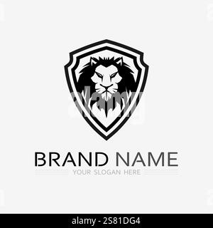 Löwen-Logo und Tierlogo Vorlagenvektor-Symbol-Illustration Design Stock Vektor