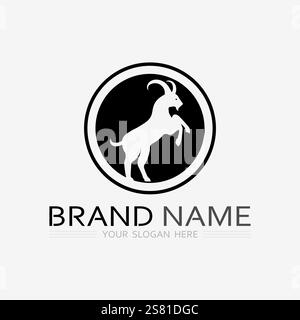 Ziege und Tier Logo Vorlage Vektor Icon Illustration Design Stock Vektor