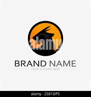 Ziege und Tier Logo Vorlage Vektor Icon Illustration Design Stock Vektor