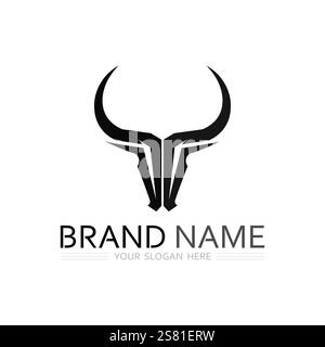Stier- und Kuhlogo Symbol Vektorhorntiere Stock Vektor
