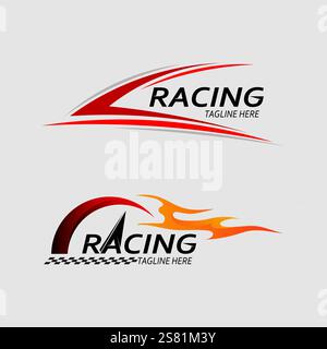 Renn- und Speed-Logo-Symbol Vektor Renn Flag Renn Illustration Logo-Design Stock Vektor