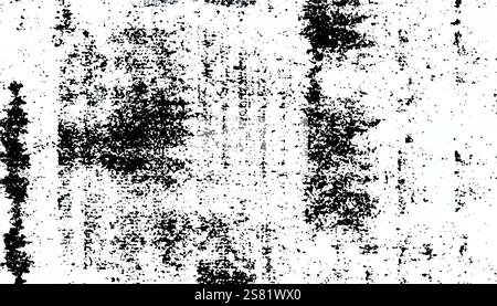 Grunge-Hintergrund. Schwarz-weiß-Vektor. Abstrakte Textur von Staub, Schmutz, Flecken. Überlagerungsebene schleifen. Gestörte Textur. Rau, zerkratzt, spritzt Stock Vektor
