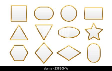 Goldener Rahmen, goldener Farbsatz, minimale Etikettennachricht. Vektor Stock Vektor