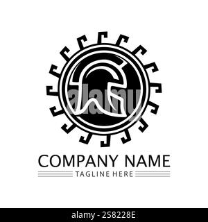 spartan und Gladiator Logo-Ikone entwerfen einen Vektor Stock Vektor