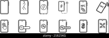 Smartphone-Symbolsatz, Mobiltelefon. Stock Vektor