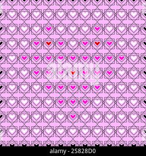 Nahtloses Muster valentinstag Herz und quadratische Form, Vektor-Illustration Stock Vektor