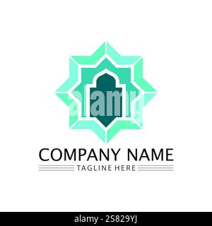 islamische Ikone und Ramadhan Logo Design Vektor Grafik Zeichen Stock Vektor