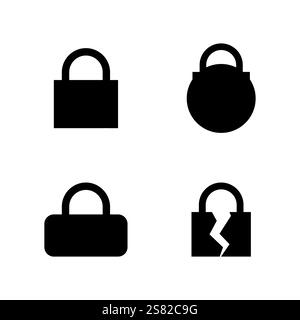 Schlüssel- und Schlosssymbol Vorhängeschloss-Logo und Symbolvektor-Design Grafik Stock Vektor