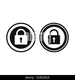Schlüssel- und Schlosssymbol Vorhängeschloss-Logo und Symbolvektor-Design Grafik Stock Vektor