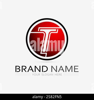Grafik-Vektor mit Buchstabe T und Schriftart-T-Design Stock Vektor