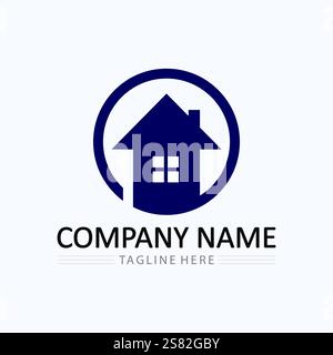 Startseite Logo Symbol Vektor Illustration Design template.Home und Haus Logo Design Vektor, Logo, Architektur und Gebäude, Design-Eigenschaft, zu Hause bleiben Stock Vektor