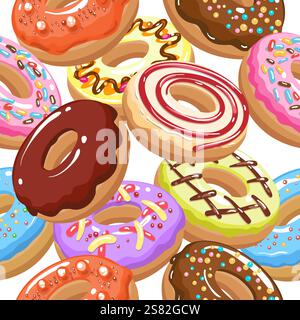Sugar Sweet Donuts nahtloses Muster Stock Vektor