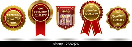 Hochwertige, farbenfrohe Abzeichen Stock Vektor
