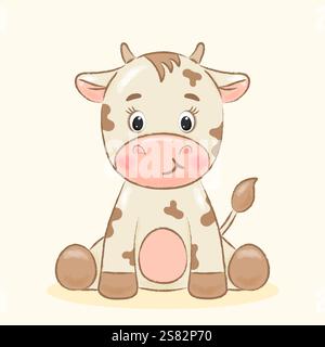 Niedliche Kuh auf hellem Hintergrund Stock Vektor