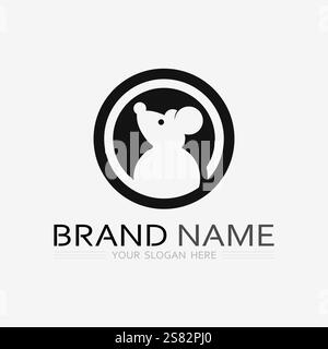 Maus-Logo und Tiervektor-Design-Illustration Stock Vektor