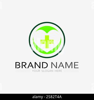 Gesundheitsschutz mit Schild Logo Design Vektor-Vorlage für medizinische Oder Versicherungsunternehmen-Vektor Stock Vektor