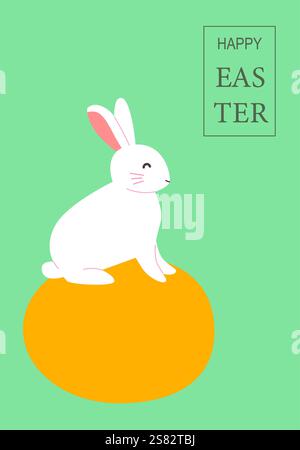 Bezauberndes osterkarten-Design mit Hase auf Ei für festliche Dekoration. Stock Vektor