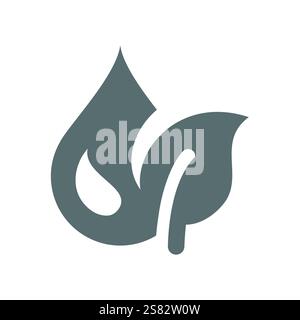 Kräuterwasser- oder Ölvektorsymbol. Symbol für natürliches ätherisches Öl oder Bio-Kraftstoff mit Blatt. Stock Vektor