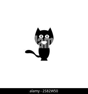Vektorillustration des schwarzen Katzensymbols. Cat Cartoon-Symbol Stock Vektor