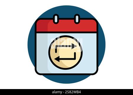 Wiederkehrendes Symbol. Symbolstil für farbige Umrisse. Symbol für Benachrichtigung, Uhrzeit und Datum. Vektorillustration für Zeitelemente Stock Vektor