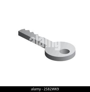 Isometrisches Sicherheitsschlüsselsymbol auf weißem Hintergrund isoliert. Vektorabbildung. Graue Taste. Stock Vektor