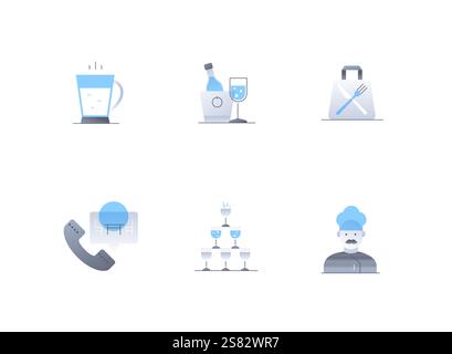 Getränke und Speisen - flache Design-Symbole gesetzt Stock Vektor