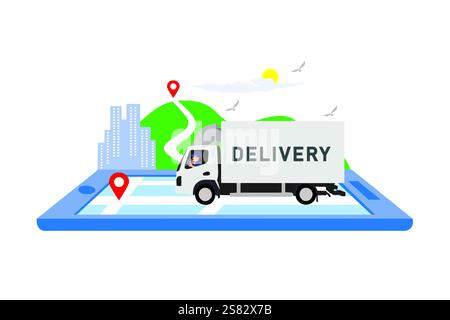 Pünktlicher Pakettransfer für zufriedene Kunden Stock Vektor