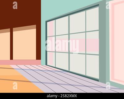 Modernes leeres Zimmer mit großem Panoramafenster Stock Vektor