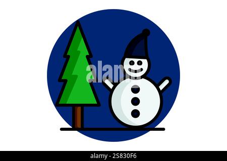 Winter-Symbol. Symbolstil für farbige Umrisse. Symbol für Feiertag, Uhrzeit und Datum. Vektorillustration für Zeitelemente Stock Vektor