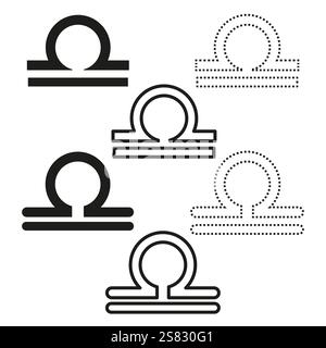 Libra-Sternzeichen. Minimalistisches Symbolset. Modernes abstraktes Design. Schwarz-weiß-Vektor. Stock Vektor