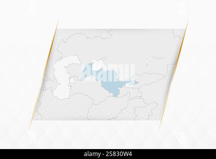 Usbekistan Karte in Blau mit goldgerahmten Akzenten. Moderne Vektorkarte von Usbekistan. Vektorabbildung. Stock Vektor