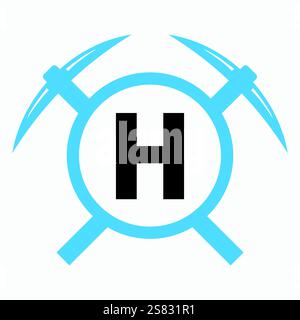 Anfangsbuchstabe H Mining Logo kombiniert mit Pickaxe Symbol Vector Template Stock Vektor