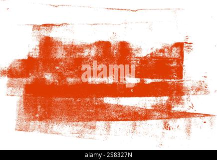 Linocut-Textur. Hintergrund der Tintenwalze. Buchdruckrechtecke schleifen. Trockene Korrosionsstreifen, isoliert auf weißem Hintergrund. Lackiertes Relief rostig Stock Vektor