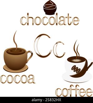 Illustration zum Unterrichten des englischen Alphabets. Der Buchstabe C.. Stock Vektor