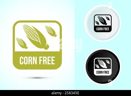 Illustration des Symbols „Maisfrei“. Natürliche Produkte, Allergene, Lebensmittelunverträglichkeit Stock Vektor