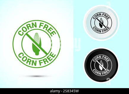 Illustration des Symbols „Maisfrei“. Natürliche Produkte, Allergene, Lebensmittelunverträglichkeit Stock Vektor