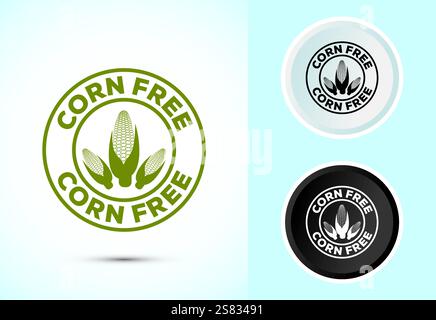 Illustration des Symbols „Maisfrei“. Natürliche Produkte, Allergene, Lebensmittelunverträglichkeit Stock Vektor