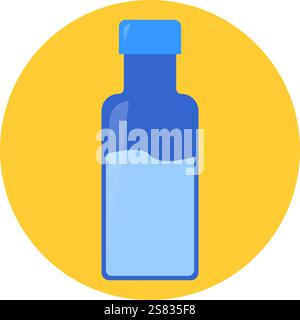 Vektorillustration der blauen Wasserflasche, die Hydration, Frische, Reinheit, Bedeutung von sauberem Wasser darstellt. Frische, Behälter für Flüssigkeit Stock Vektor