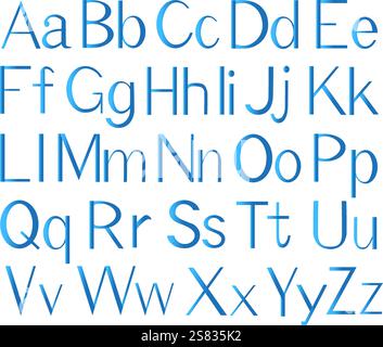 Buchstaben des englischen Alphabets, blaue Farbe. Stock Vektor