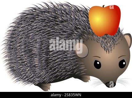 Igel mit Apfel. Stock Vektor