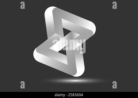 Weiße 3D-Elementvorlage für Logo-Design mit geometrischer Form. Moderne, verdrehte Nummer 8-Ikone. Unmögliche Form. Neon-STYLE. Firmenthema, Konstruktion, Technik Stock Vektor