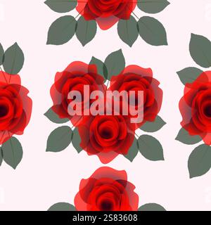 Nahtlos mit Rosen und Blättern. Stock Vektor